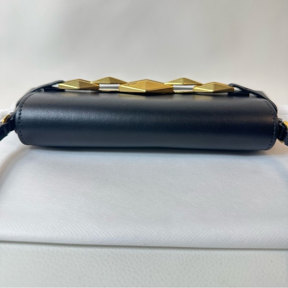 NEW JIMMY CHOO EAST WEST LEATHER SHOULDER BAG BLACK GOLD - Picture 11 of 16